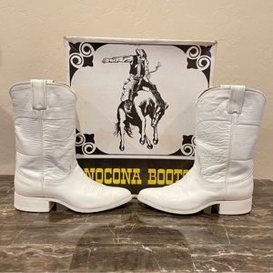 Vintage Nocona White Leather Western Cowboy Boots